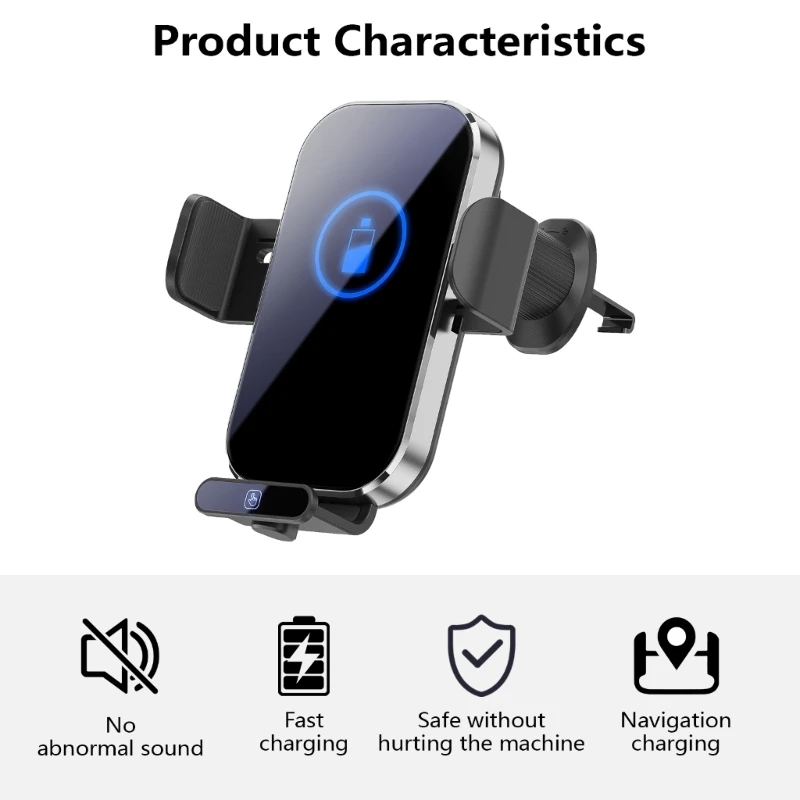 66W Car Phone Charging Mount for 15 14 13 12 Glass Panel Phone Holder Air Vent Mount Wireless Charging Stand Holder