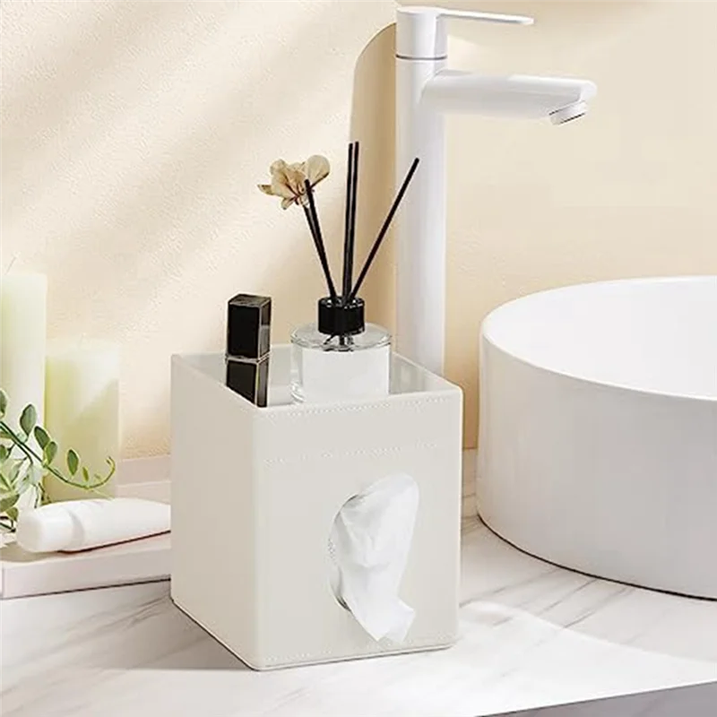 BB-1 PCS ティッシュボックスカバー PUレザーティッシュボックス ティッシュホルダー 装飾オーガナイザー (ブラウン)