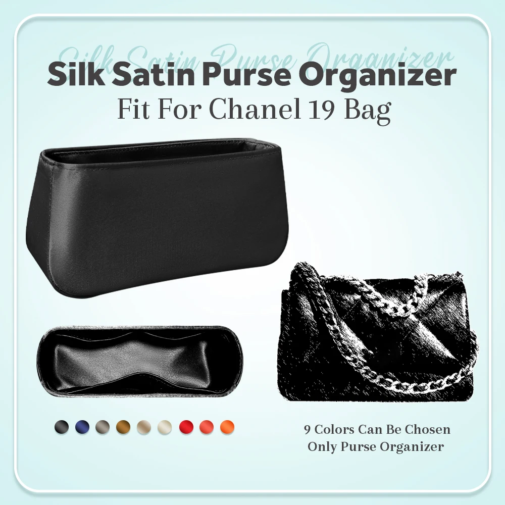 

Silk Satin Purse Organizer Insert, Small Inner Liner Bag Organizer Insert Fit for Chanel 19Bag Lightweight Inside Bag Organizer