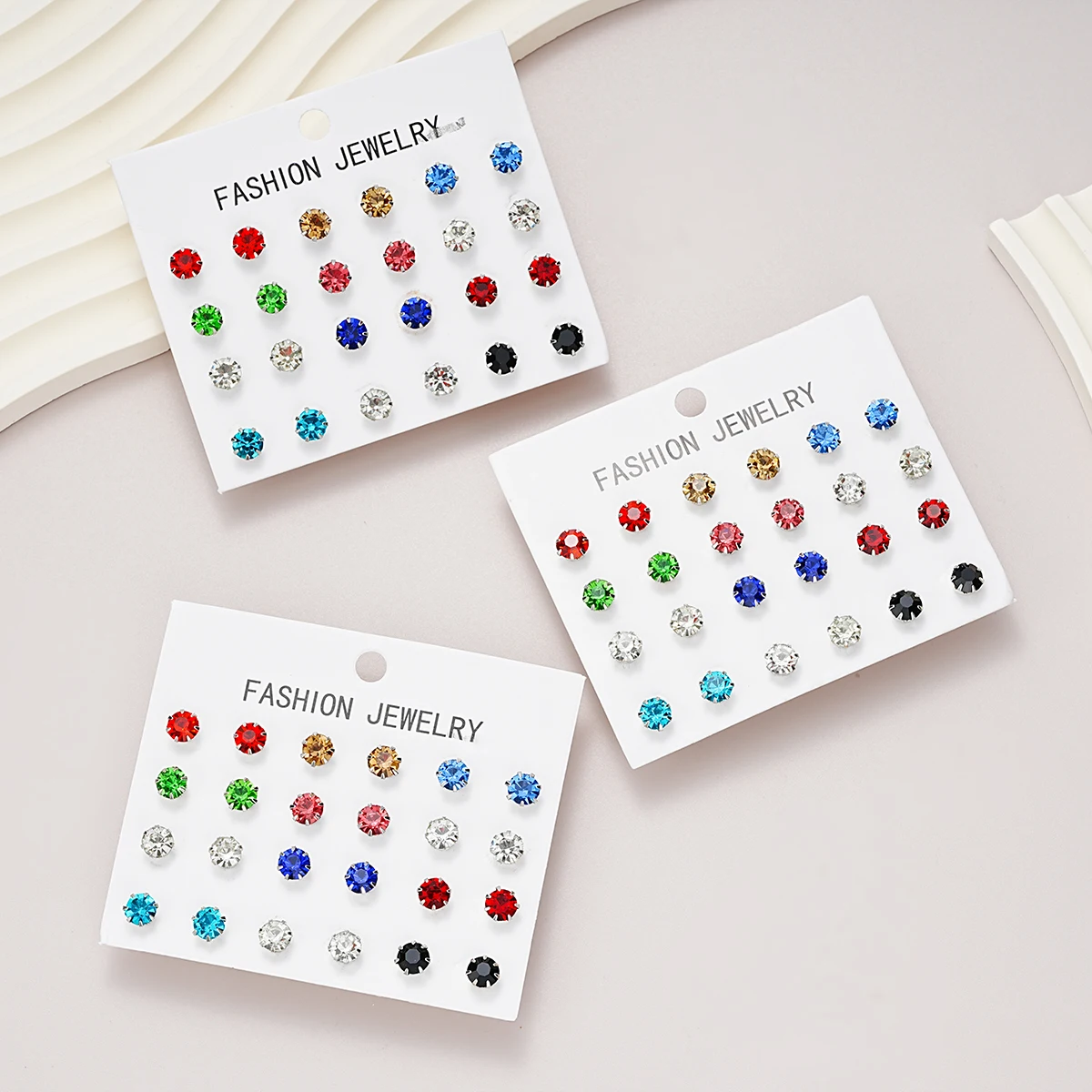 36 Pairs/Set Colorful Zircon Crystal Stud Earrings for Women Fashion Minimalist Geometric Shiny Earring New Trendy Jewelry Gifts