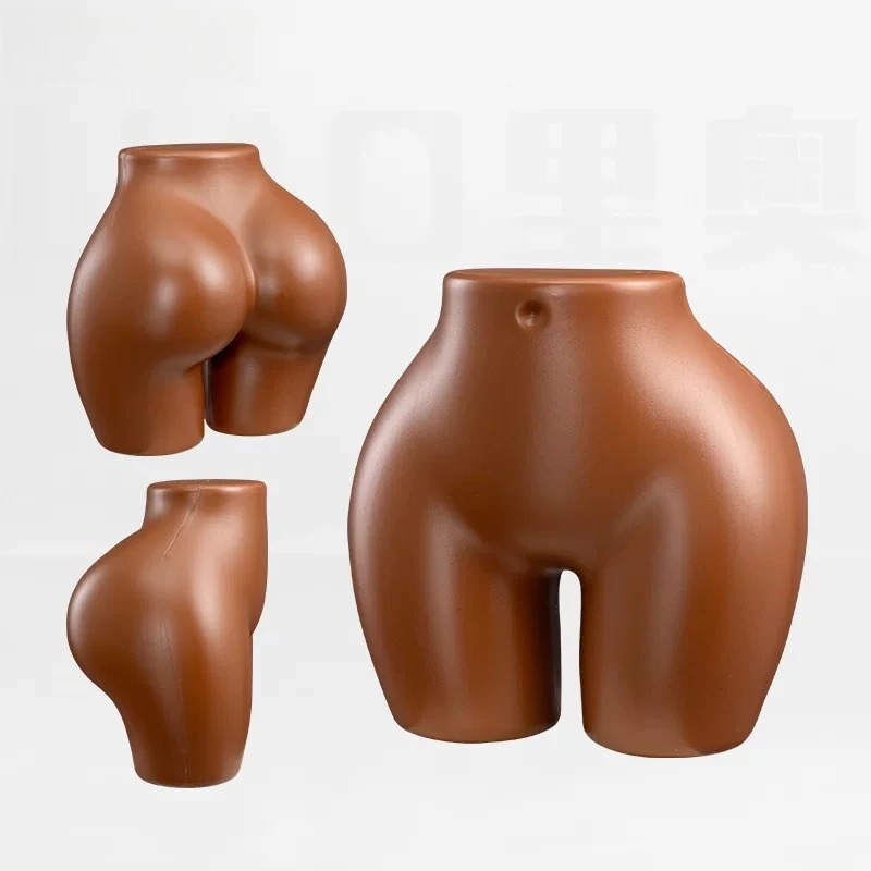 Extra Large Size Plastic Women Pants Mannequin Torso, Coffee & White Curvy Hip Dummy for Africa South America Export