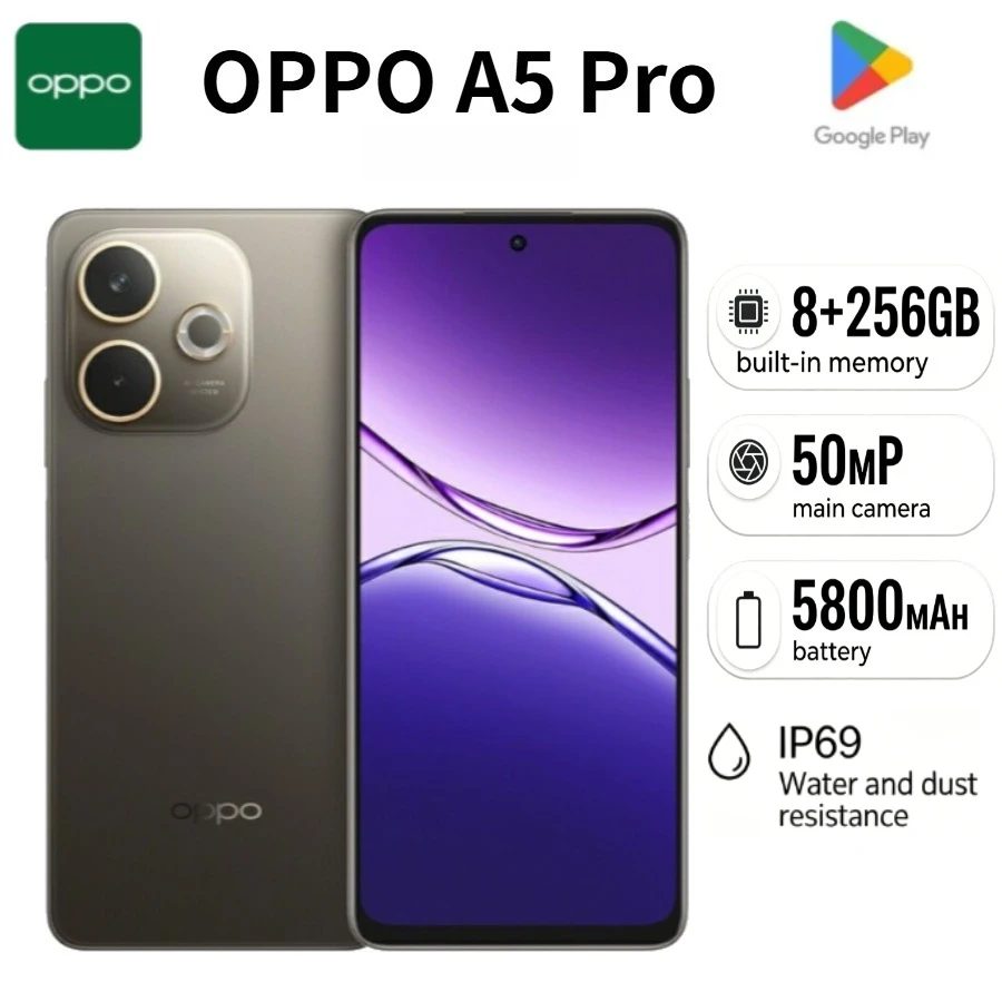 2026 Latest Model OPPO A5 Pro Global Mobile Phone 8GB+256GB Large Capacity Storage 6.67 Inch 120Hz Ultra High Bright Display