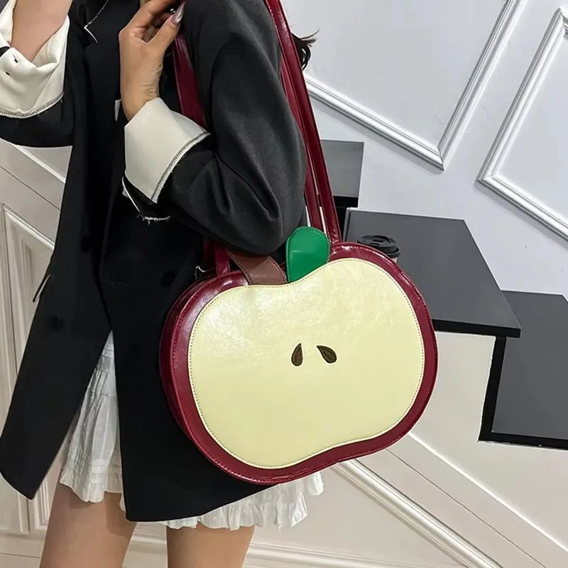 2026 Niche Design Ins Red Apple Crossbody Ita Bag Sweet Style Cute Ulzzang Student Shoulder Bag New Girl Harajuku Backpack Bags