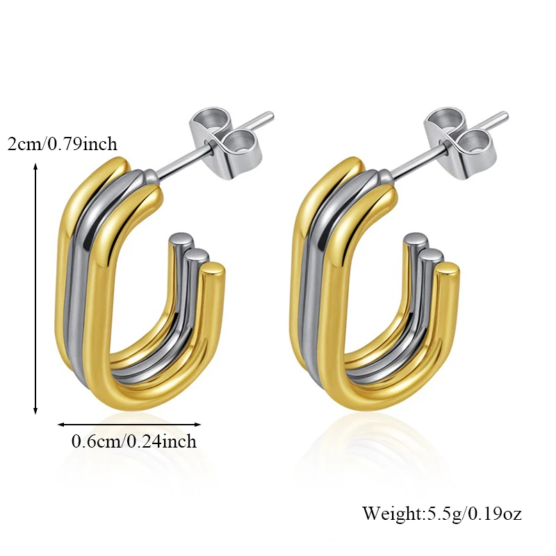 GANPUP 316L Edelstahl, stilvolle, einzigartige ovale Tropfenohrringe, kreatives Metall, goldfarben, wasserdicht, Ohrstecker, Schmuck für Frauen – Detail 9