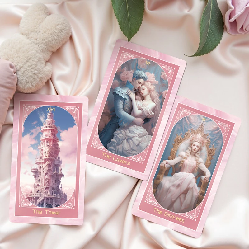 Original Design Romantic Pink Love Tarot 78 Card Set Premium 400GSM Embossed Varnish RWS System 12x7cm Quality Divination Oracle