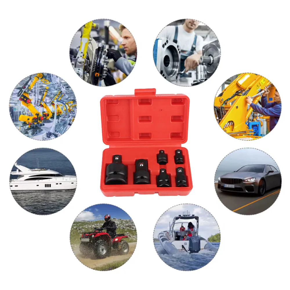 Chiave a bussola Set di utensili manuali Set di chiavi per interruttore a cricchetto Set di chiavi a bussola da 6 pezzi Adattatore per manicotto pneumatico 1/4 1/2 3/8 3/4