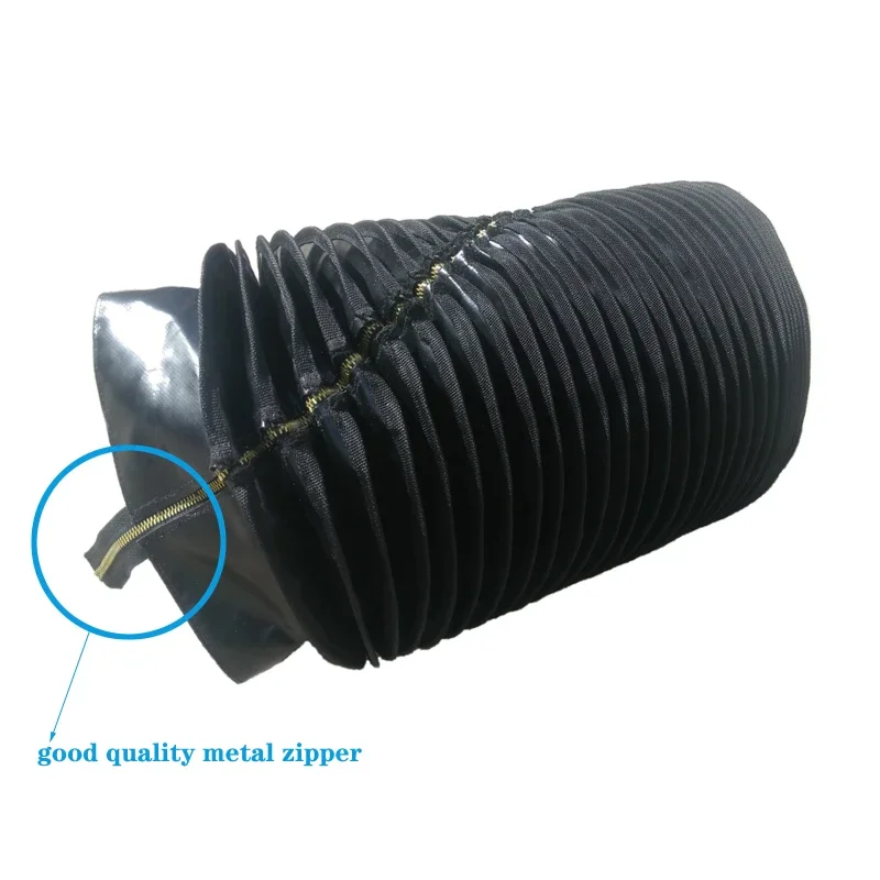 

Protect Rod cylinder Shaft rubber coated round bellows dust oil coolant proof cover with zipper