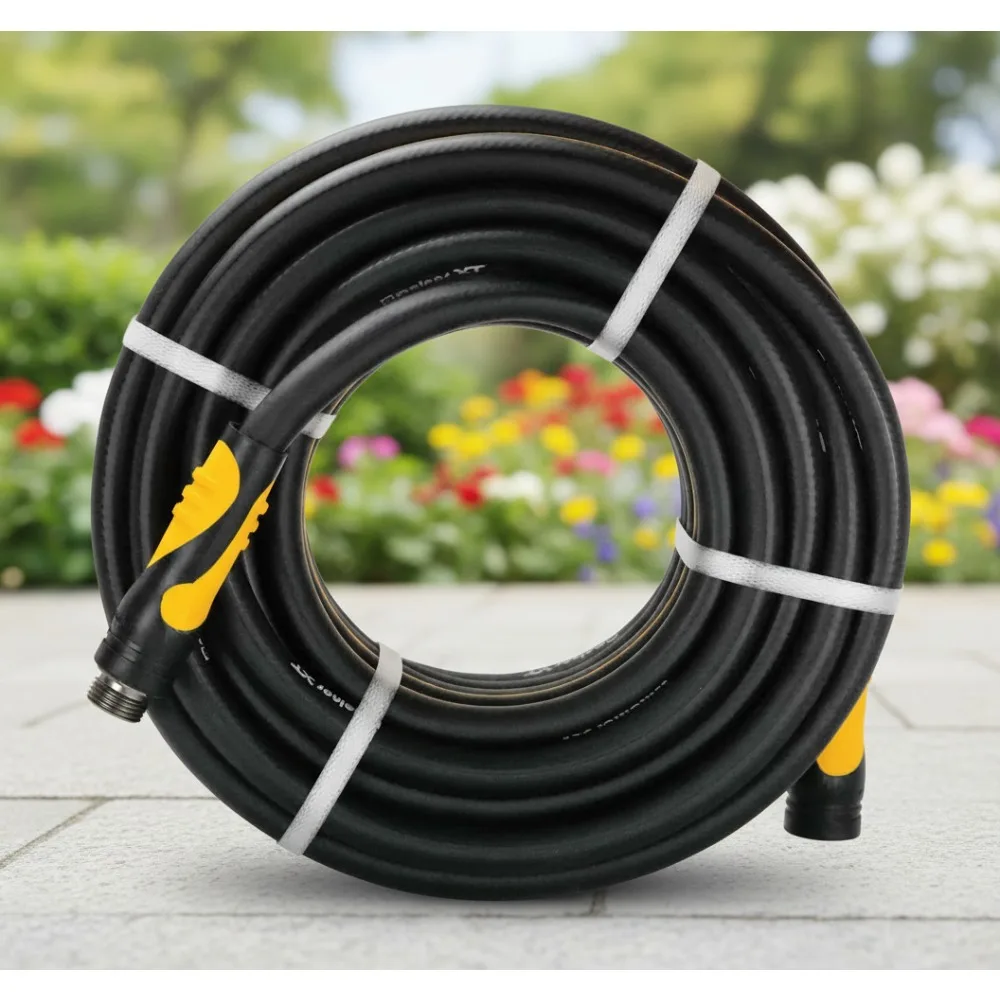

5/8" x 50ft Garden Hose - Durable Lightweight Kink-Resistant Flexible Polymer Blend Black/Orange for Home Gardening
