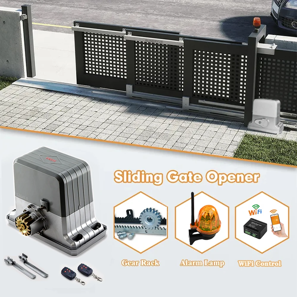 

Automatic Sliding Gate Opener Heavy Duty Rack Driven Sliding Gate Motor for Slide Gates Up to 4000 Pounds,Full Motor Set KITS