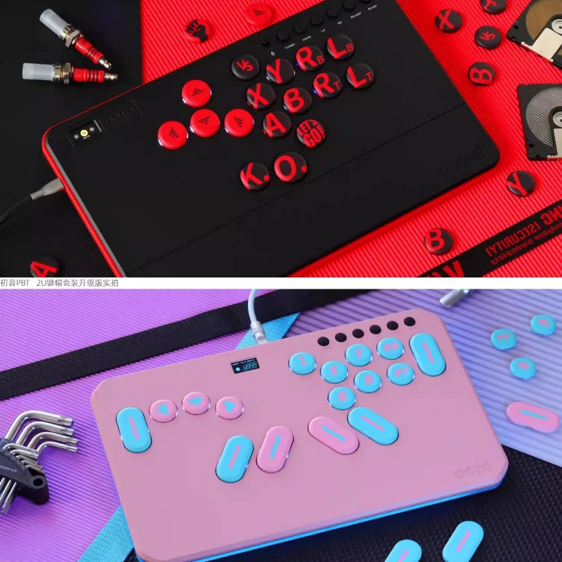 DOIO HITBOX Keycap Custom Solid Color PBT Sublimation Color Multi Theme 23/26MM 2U Keycap Set KCGM-03 for Gamers
