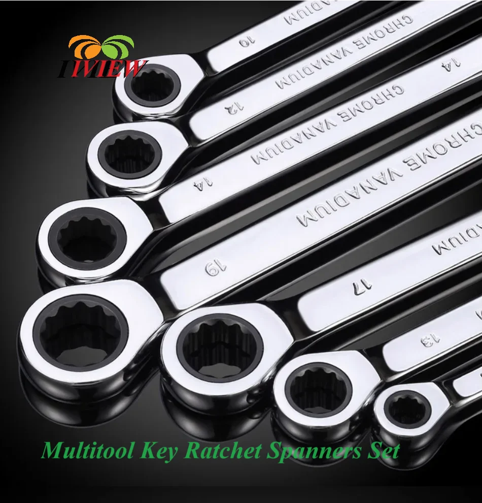 8mm-22mmRatcheting  Combination Wrench Set Metric and Standard Box End Spanners Gear Wrench Garage Tool Sets,CR-V Full Polished