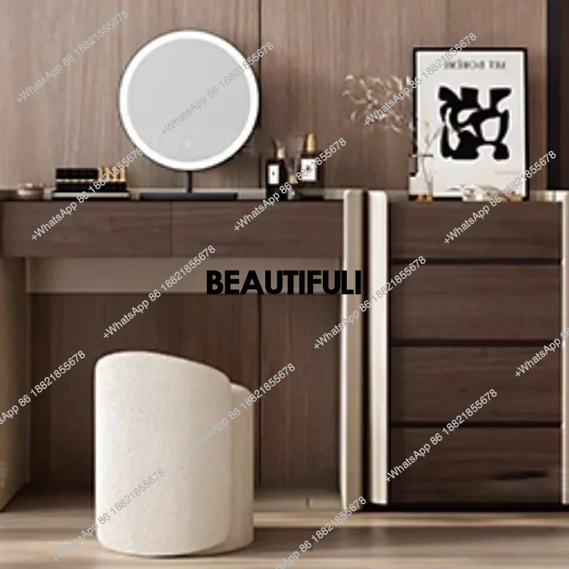 

Multifunctional Modern Dresser Brown Glass Top Smart Black Luxury Vanity Makeup Design Small Tocador Maquillaje Furniture Home
