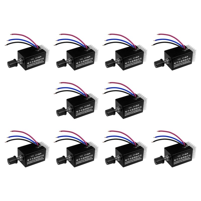 

10Pc Motor Speed Regulator DC 12V/24V 10 A Motor Speed Controller Switch For Car Truck Fan Heater Control