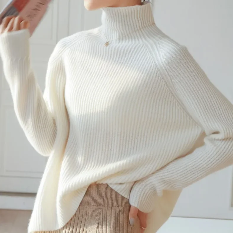 Knitted Cashmere Jumper Women Sweater New Long Sleeved Breathable Soft Fashion Ladies V Neck Casual