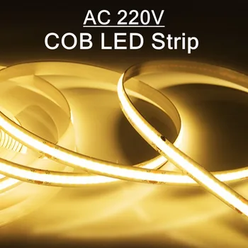 1–5 m COB-LED-Streifen, 220 V, flexible Bandbeleuchtung, intelligenter IC, kein Treiber erforderlich, hohe Helligkeit, 240 LEDs, lineare Beleuchtung, RA95, warmweiß