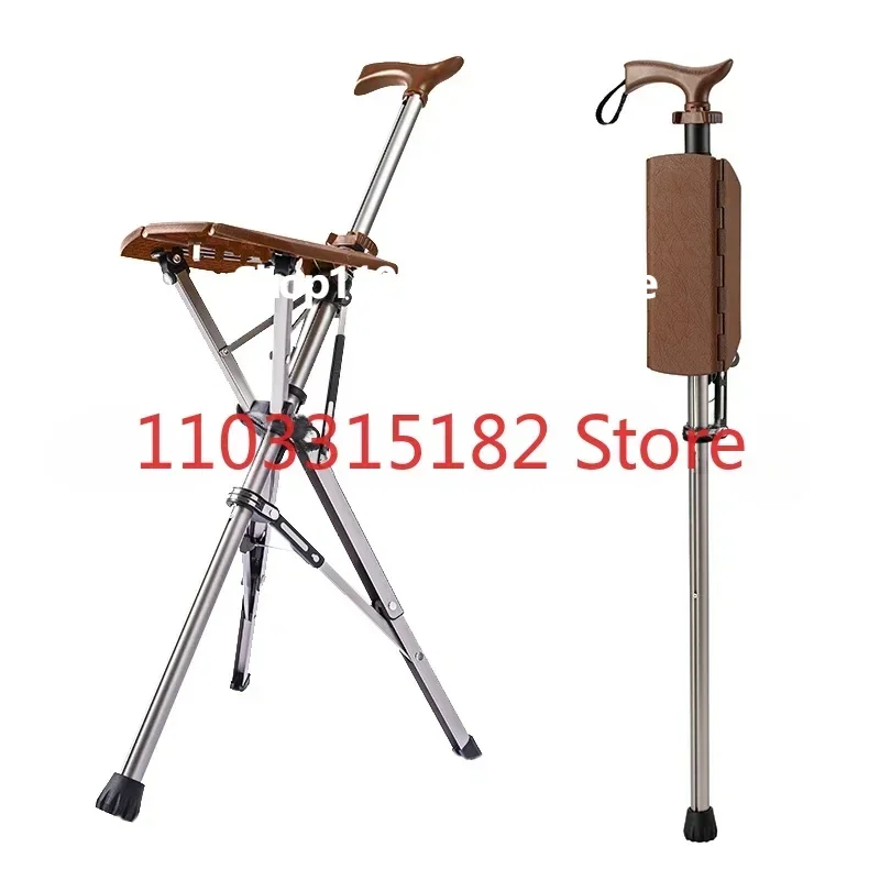 

Outdoors Folding Crutch Chair Elderly Rest Hand Stool Light Multifunctional Non Slip Portable Stools Beach Camping Chair