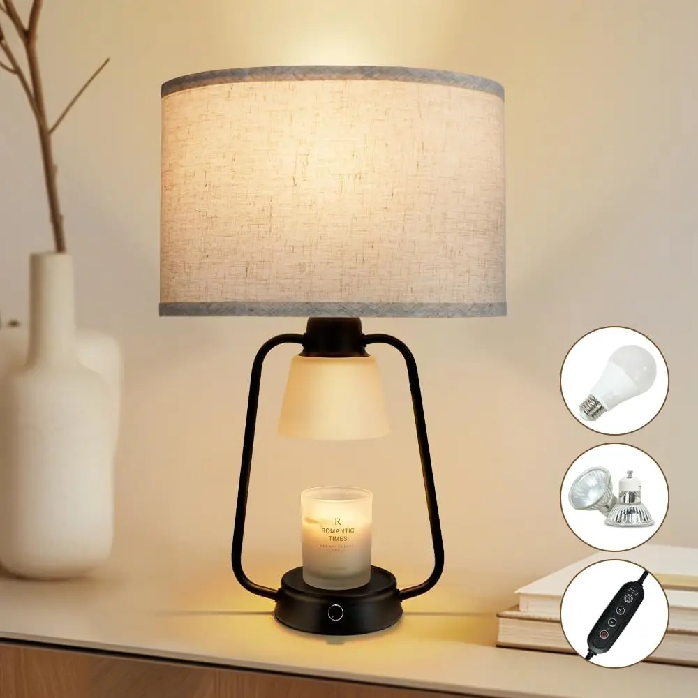 

2-in-1 Candle Warmer Table Lamp, 20" Dimmable Bedside Lamp with Timer, Flameless Aromatherapy Wax Melter, Includes 3 Light Bulbs