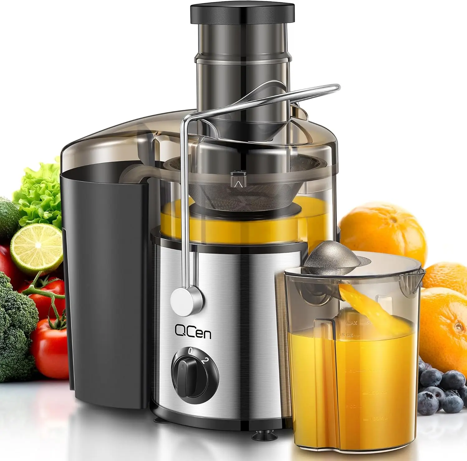

500W High-Speed Centrifugal Juicer with Wide Feed Chute, Easy to Clean, Stainless Steel