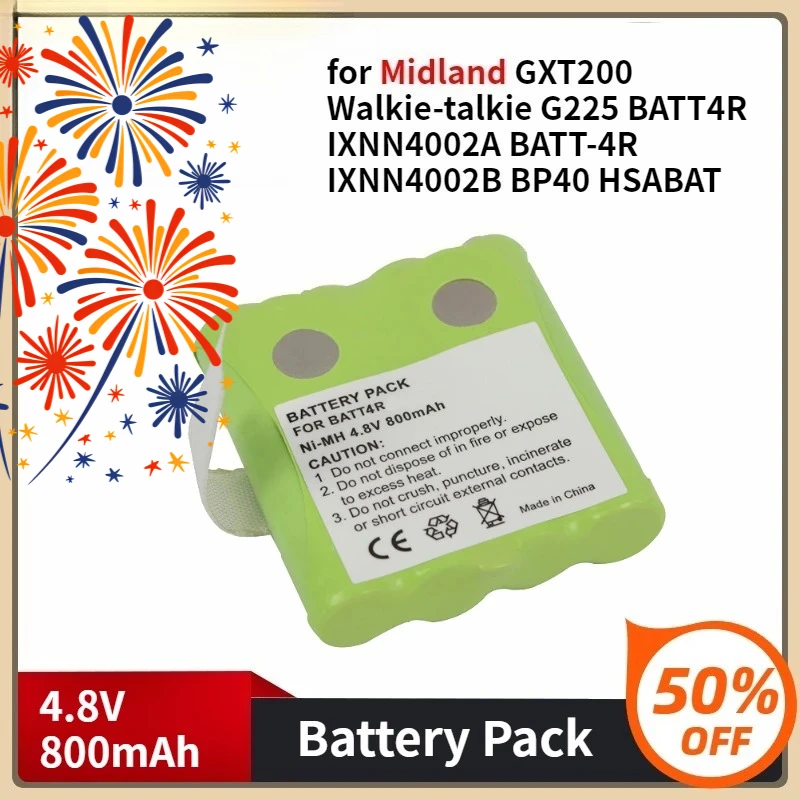 

For Midland GXT200 Walkie-talkie G225 BATT4R IXNN4002A BATT-4R IXNN4002B BP40 HSABAT 800mAh BATT4R Battery