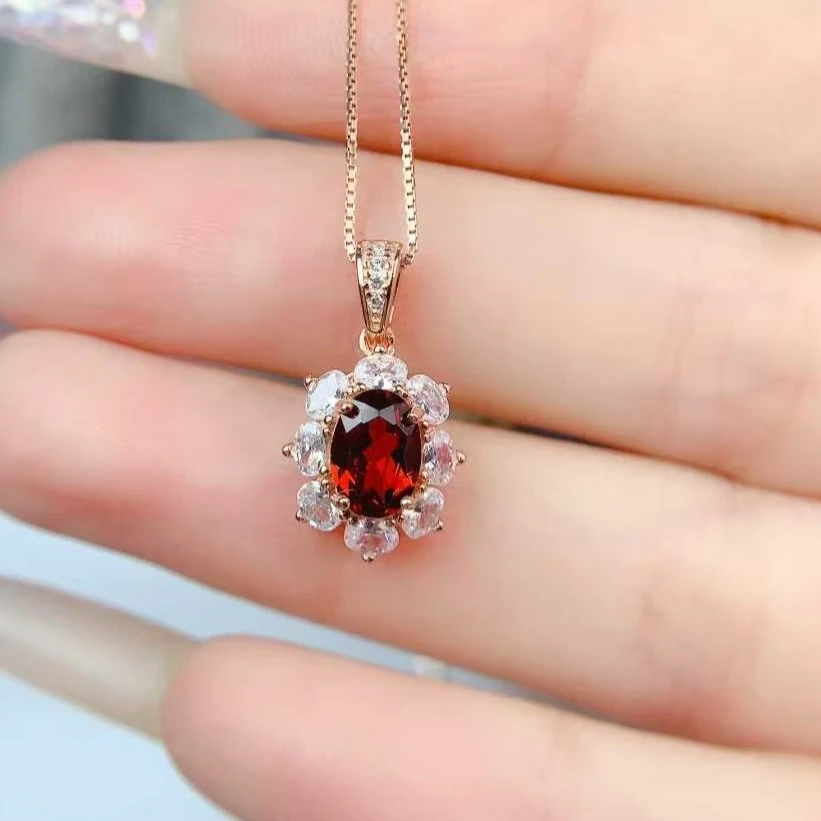 

Mozambique Garnet Pendant Solid 925 Silver Red Gemstone Jewelry 6mm*8mm 1ct Natural Garnet Silver Jewelry