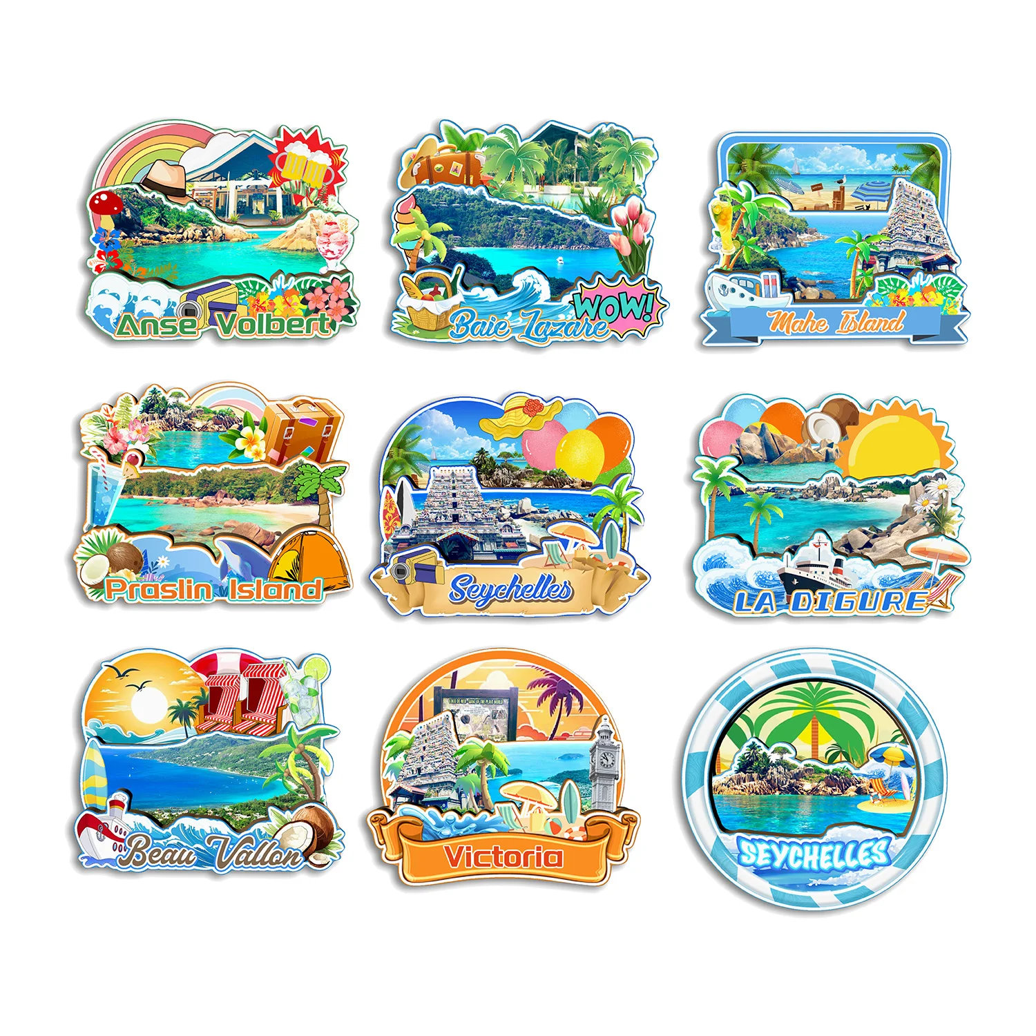 فيكتوريا بو فالون لا ديج جزيرة بريلين ماهي جزيرة باي لازاري أنس فولبرت سيشيلز مغناطيس الثلاجة هدية تذكارية للسفر #1