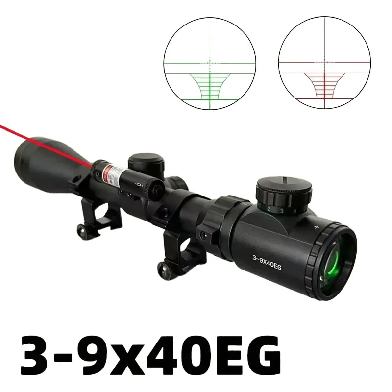 3-9x40EG Hunting Optical Night Vision Sight Tactical Red Laser Telescope Zoom Fixed Point Aiming Telescope Outdoors Accessories