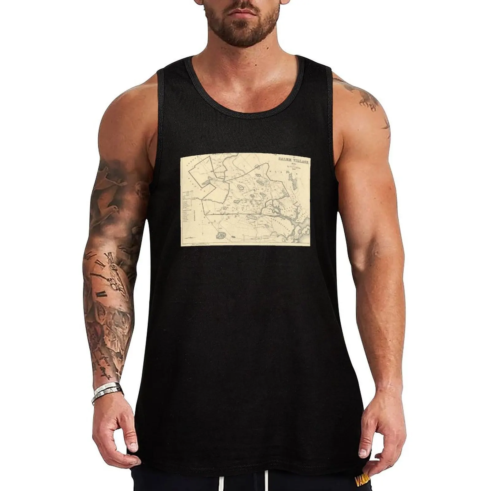 Map of Salem, Massachusetts During Witch Trials Tank Top Lightweight Workout Tank Top Breathable Athletic Wear