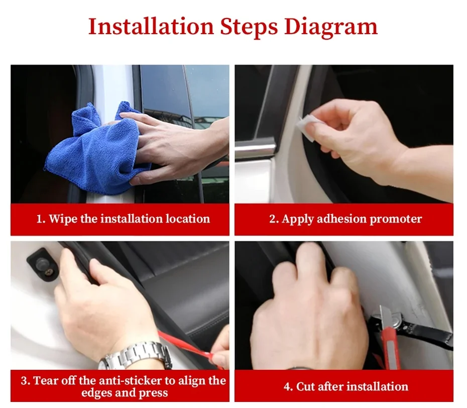 Auto Rubberen Afdichting Strips Dubbellaags Auto Tochtstrips Geluiddichte Rubberen Auto Afdichtstrip Auto Geluidsisolatie Accessoires