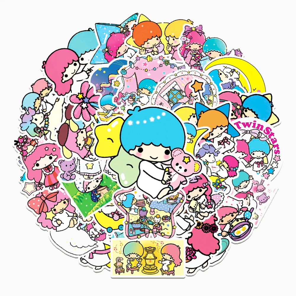 10/30/50pcs Sanrio Little Twin Stars Stickers Cute Kids Sticker Toy DIY Phone Water Bottle Notebook Fun Cartoon Graffiti Decals