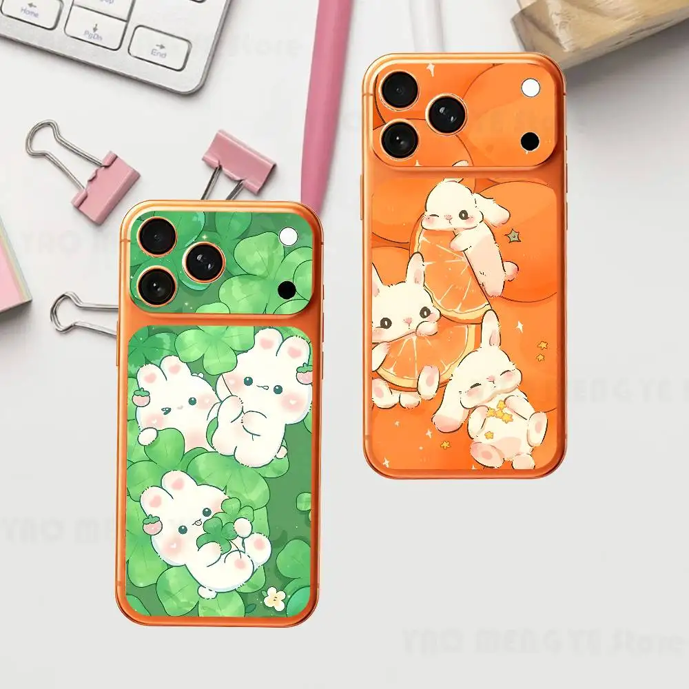 

Kawaii Rubbits Plain Decal Skin For IPhone17 Pro ProMax Back Film Cover Wrap Anti-scratch Durable Sticker