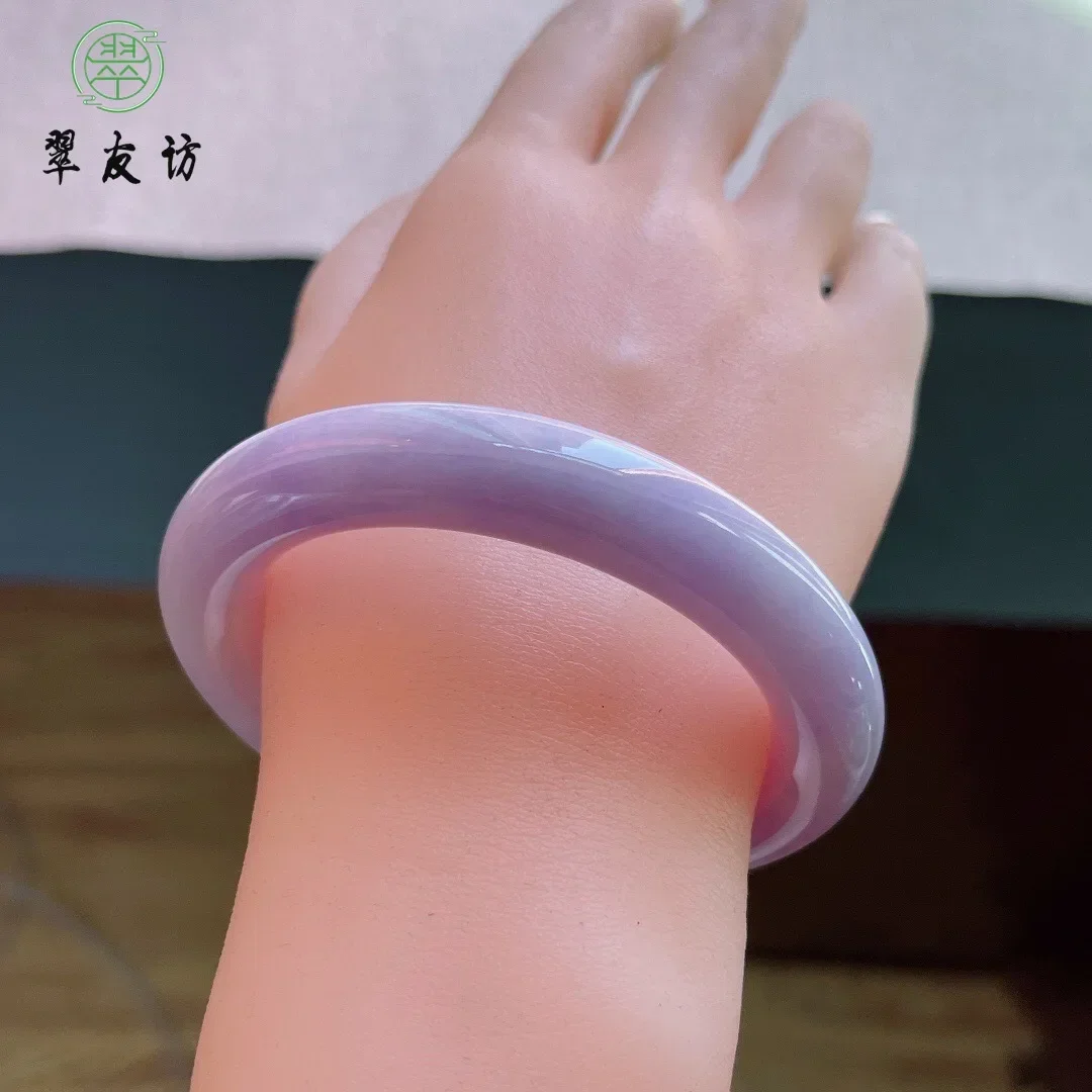 Natural Purple Jade Bracelet Myanmar A Goods Ice Glutinous Seed Violet Floating Flower Jade Bangle Women's Senior Jewelry Gift