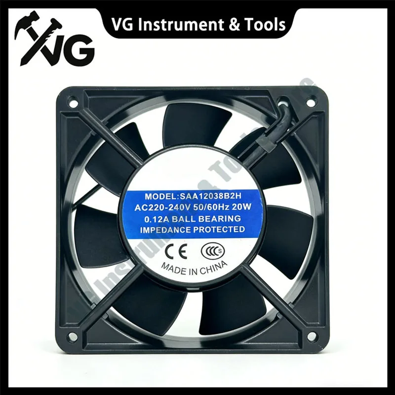 For SAA12038B2H AC 220-240V 0.12A 120x120x38mm 2-Wire Cooling Fan