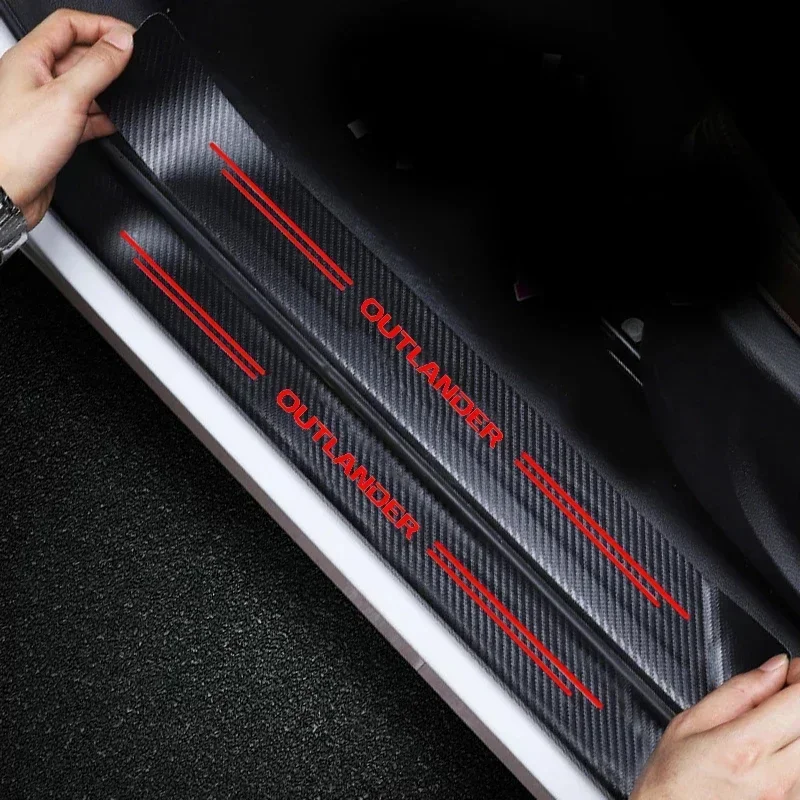 for Mitsubishi Outlander 2024 Car Door Threshold Stickers Carbon Fiber Protective Strip Auto Sill Anti Scratch Dirty Tape Film