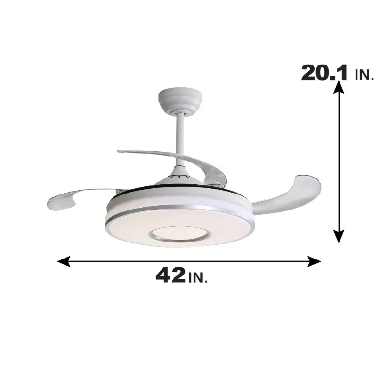Hot-selling 42-inch remote control retractable folding blade ceiling fan with light