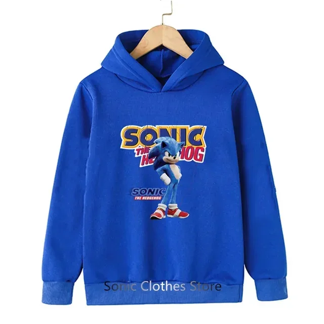 

2024 New Anime Sonic Boy Hoodies Cartoon Children Boys Girls Sweatshirts Spring and Autumn Thin Coats Children's Clothing Tops