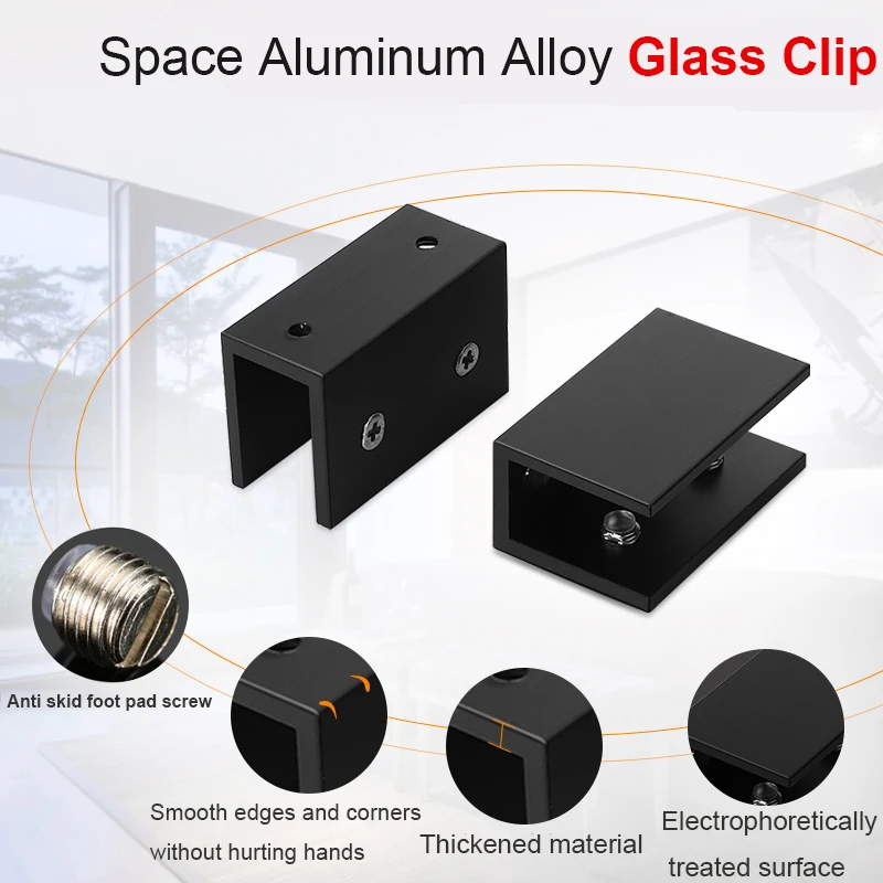 2 teile/los Glas Halter Raum Aluminium Glas Klemmen Regale Halter Ecke Halterung Clamp Aluminium Quadratisch Hälfte Runde Für 5-12mm Glas