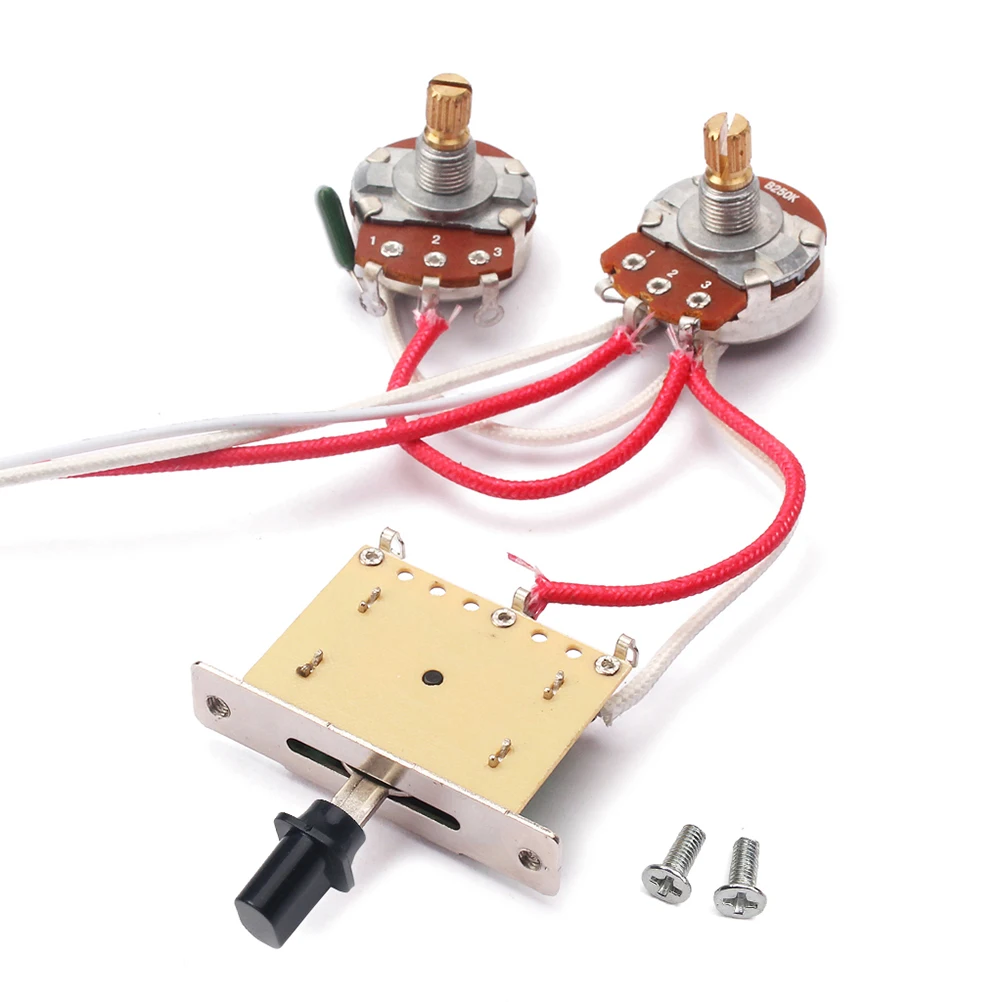

Switch Line 1 Volume Tone Pot Jack 250K Guitar Wiring Harness 3 Way Toggle 1T1V