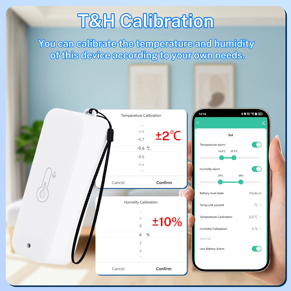 Zdjęcie 7: Czujnik temperatury i wilgotności Tuya WiFi, zdalne monitorowanie, wodoodporny termometr przez aplikację Smart Life, współpracuje z Google Home i Alexa.
