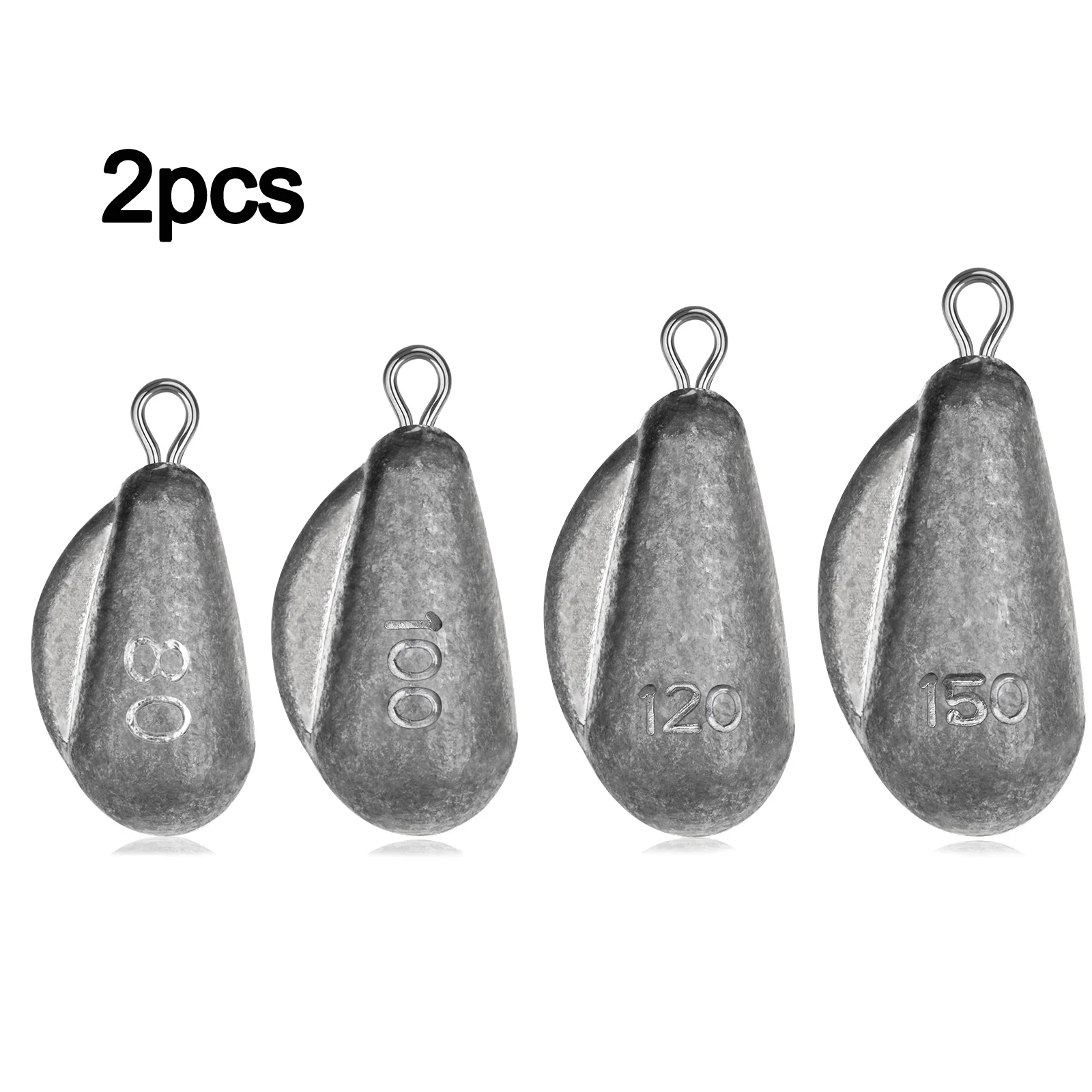 2pcs Fishing Sinkers 150g 120g 100g 80g 60g Bullet Lead Sinker Drop Shot Weights With Ring Freshwater Leads Weight Bass Fishing