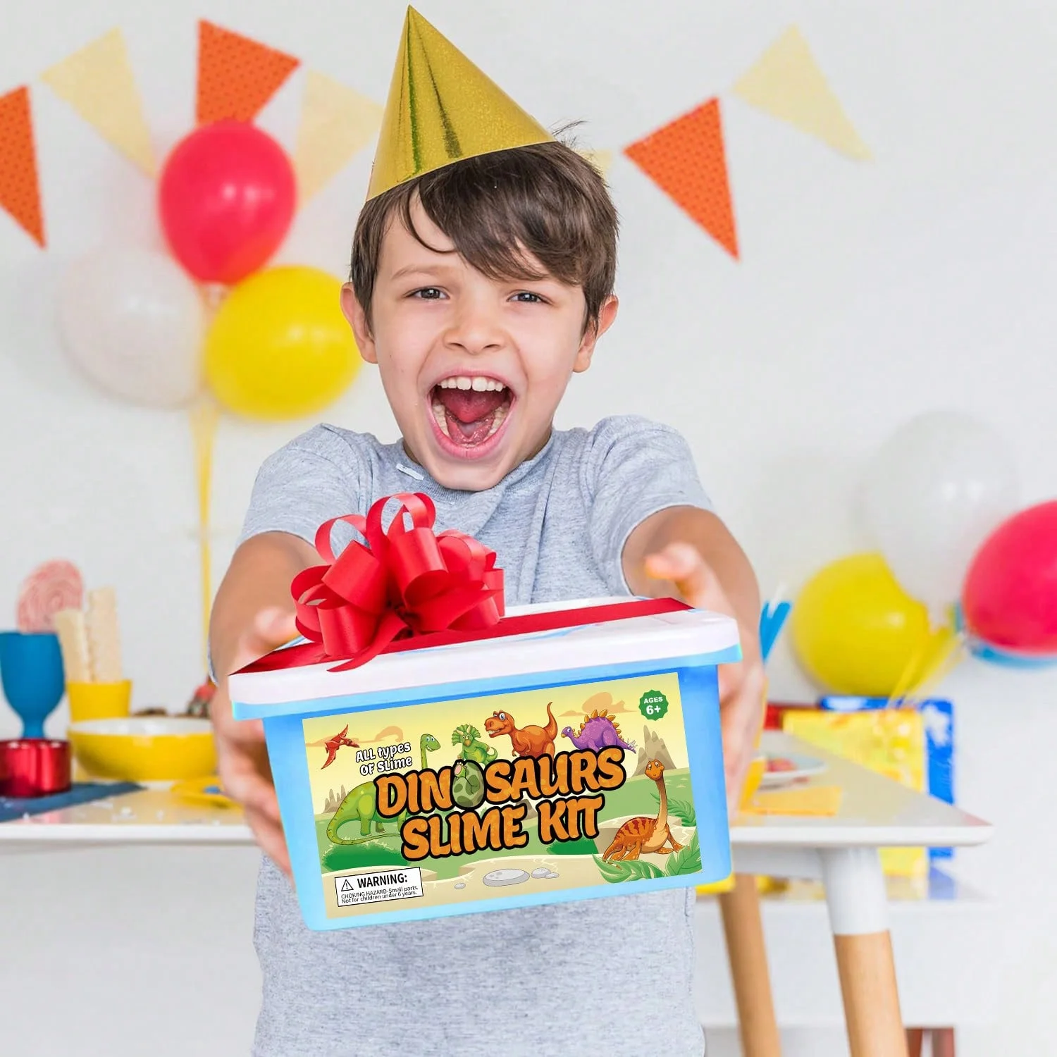 1 Box Dinosaur Slime Toy Set, One Large Bucket Clay Toy Set, DIY Slime Set, Birthday Party  Gift,Stress Relief Toy for Boy