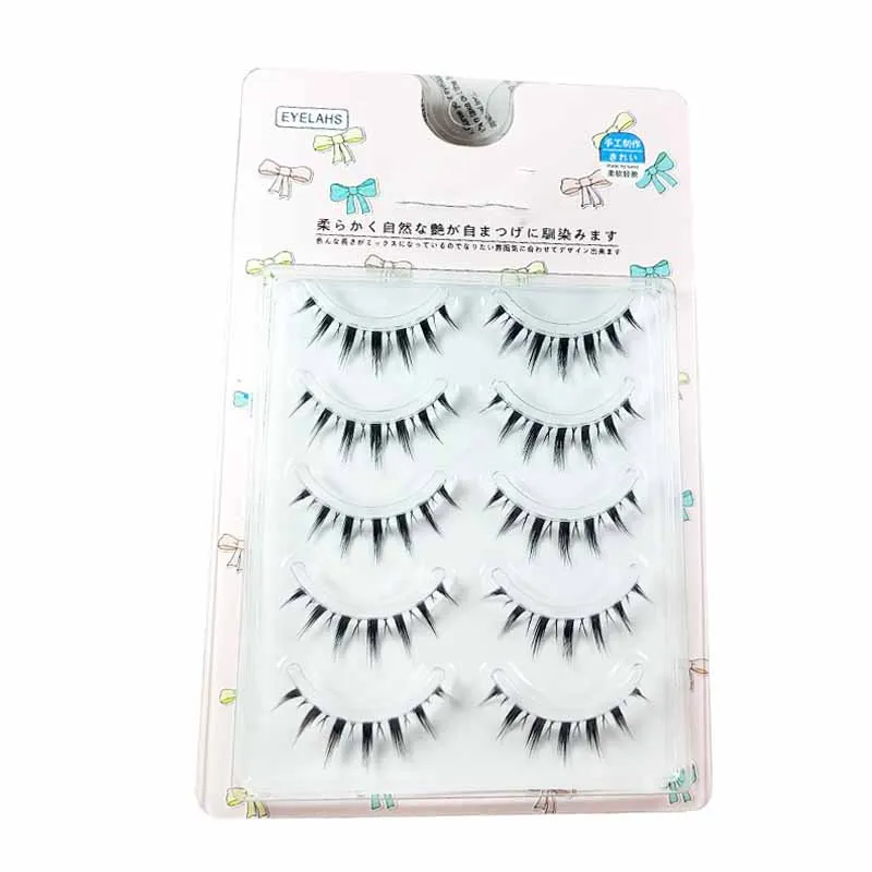 5 cặp lông mi giả phụ nữ tự nhiên Nhật Bản nghiêm trọng trang điểm ngắn mỏng mắt Lash mở rộng cosplay giả mắt lông mi
