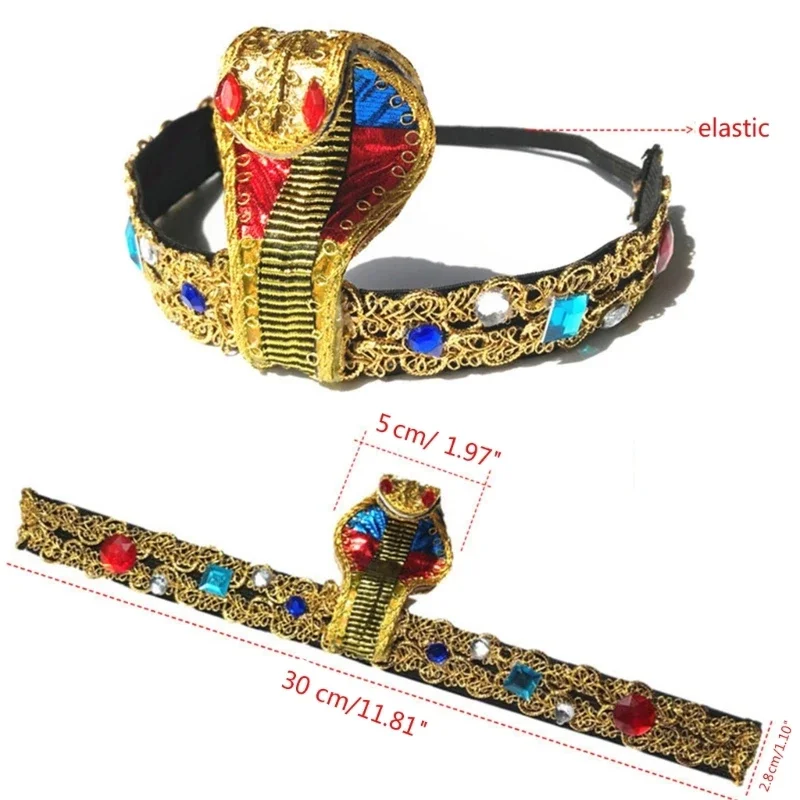 Halloween Cosplay Egyptische Hoofdband Gouden Kleur Slangenhaarbanden Feest Haardecorsgodin Slang Haaraccessoires Voor Vrouwen Meisjes