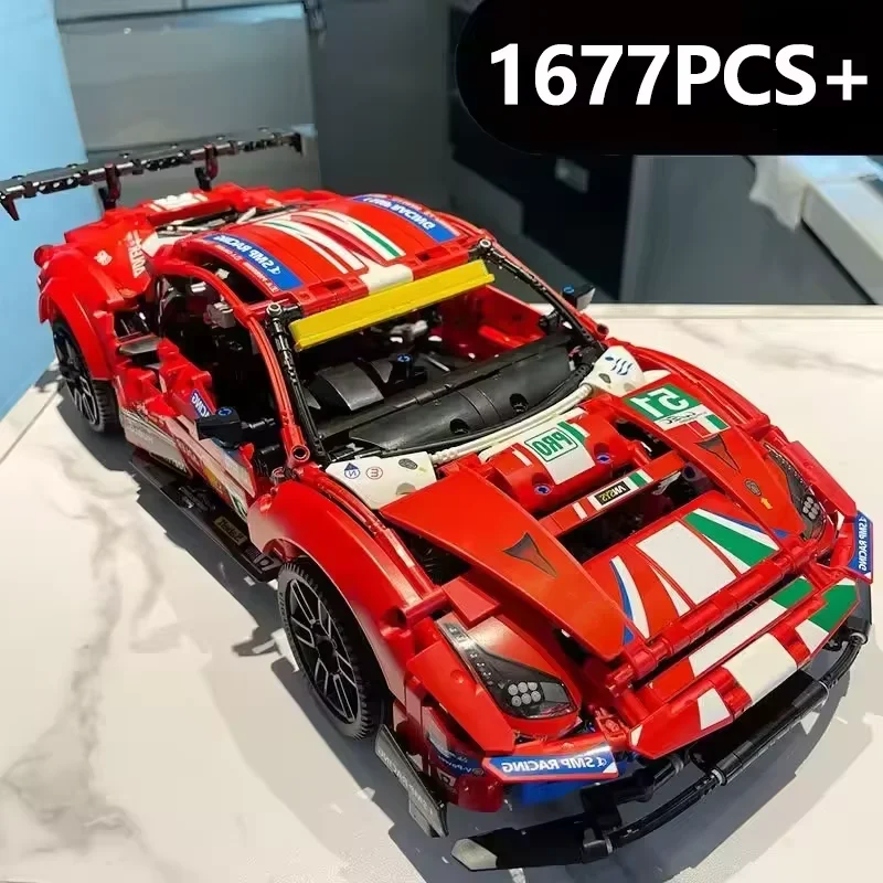 1684PCS 488GTE Coche de carreras Construcción 1:8 MOC Coche deportivo 42125 Ladrillos de construcción Sets de Construcción Construible Supercar Modelo para Adulto