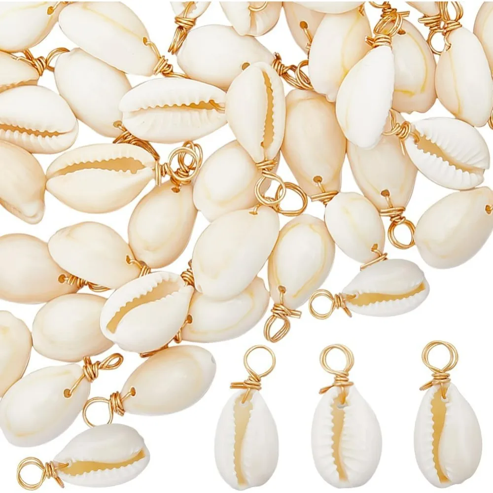 

1 коробка, 100 шт., натуральные подвески в виде ракушек каури, пляжные подвески в виде ракушек для лета, изготовление ювелирных изделий, поделки своими руками