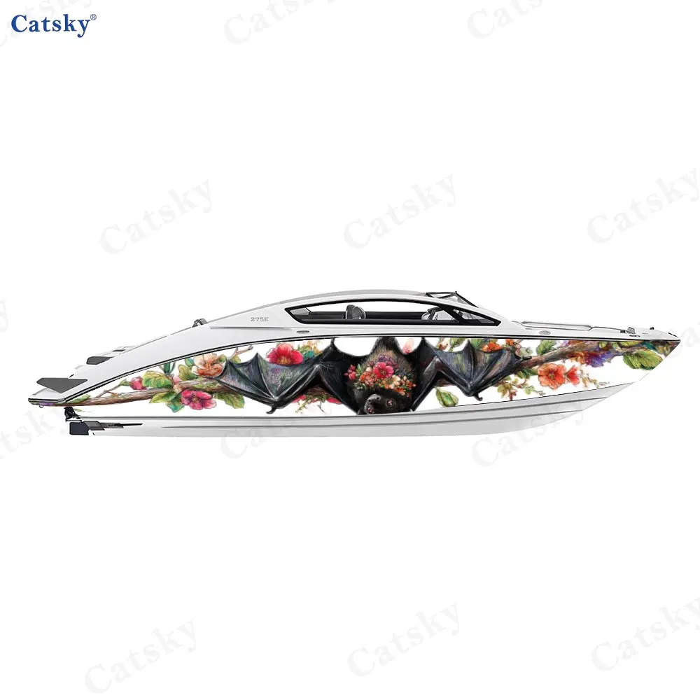 الملونة الأزهار الخفافيش قارب الجسم لاصقة تزيين المواد البلاستيكية قارب ديكور وحماية مميزة الرياضات المائية قارب الديكور