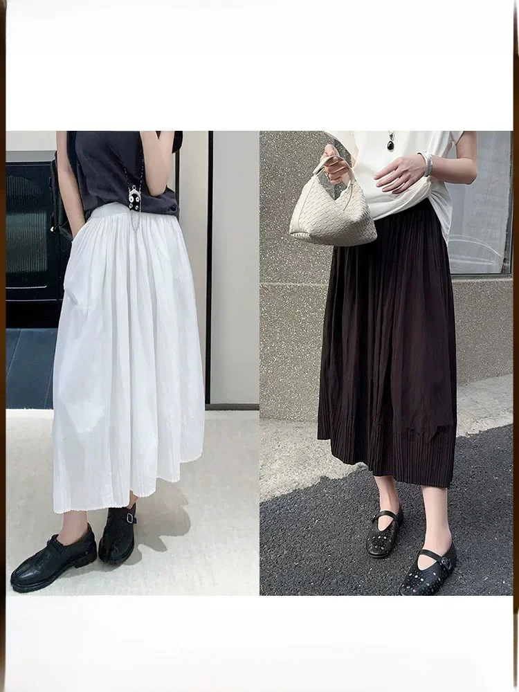 

Meiyang Lightweight Invisible Pleated Elastic Waist Flower Bud Skirt Women's High Waist Polyester Fiber Gored Skirts