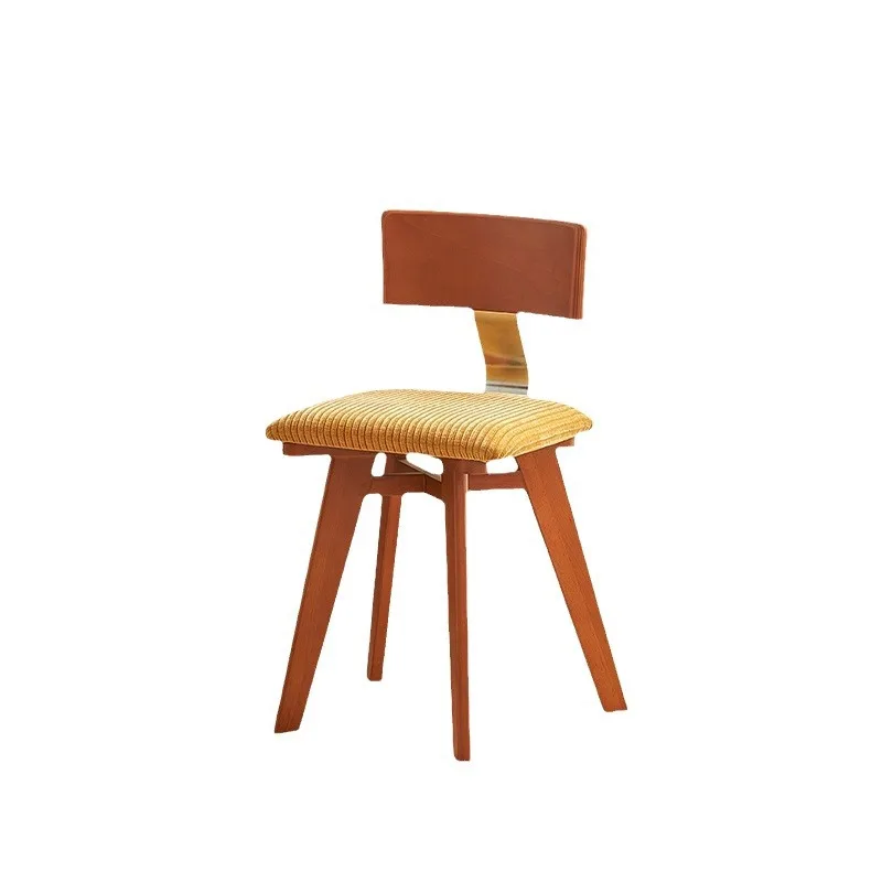

Medieval dining Nordic solid wood backrest dining table and chairs wabi wind stool designer high sense French retro chair