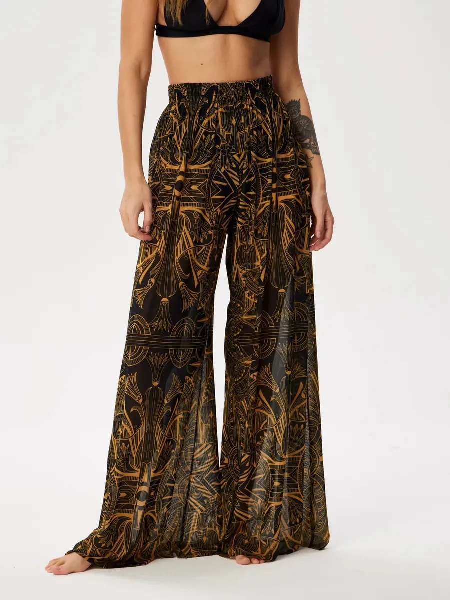 2025 Новые русские европейские и американские сексуальные шифоновые повседневные брюки с высокой талией