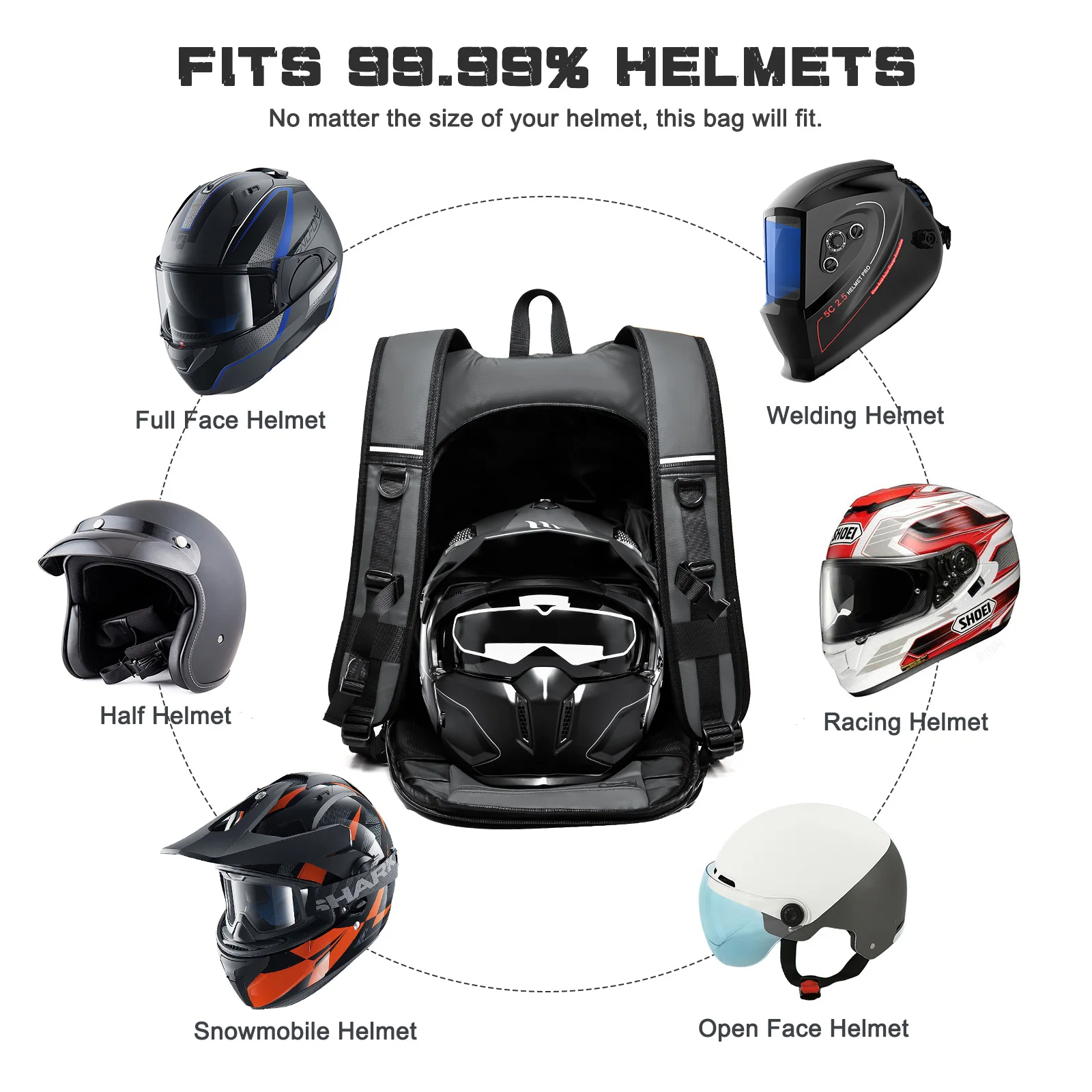 Full Face Helmet Backpack For Moto Rider,Conveniently City Cross Waterproof Night Reflection Multifunctional Motorcycle Backpack