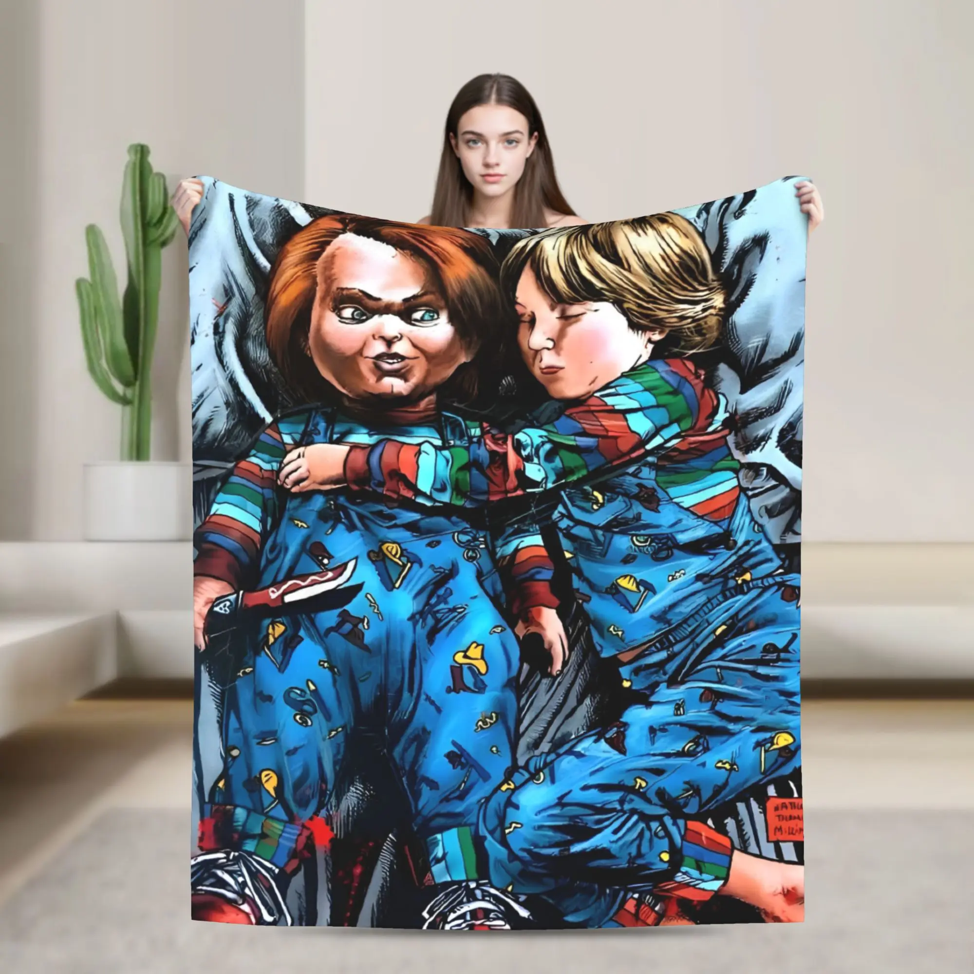 Halloween Movie Horror Chuckys  Blanket Horror Movie Flannel Awesome Warm Throw Blanket for Chair Covering Sofa  Winter,